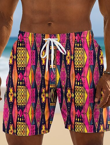  Per uomo Motivo Geometrico Arte astratta Costumi da bagno Costumi da bagno Pantaloncini da bagno Pantaloncini da Surf Misura del girovita medio Casual Quotidiano All'aperto Tasche Laterali fodera in