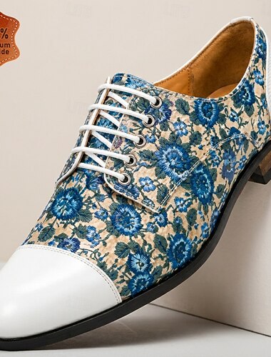  Hochwertige Herren-Oxfordschuhe aus echtem Leder mit floralem Muster, klassische Schnürschuhe für Hochzeiten, Geschäftsanlässe, Partys und Abendveranstaltungen