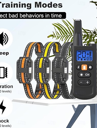 Collare elettrico rivoluzionario per cani, addestramento a distanza con portata di 1000 metri, adatto a cani di peso compreso tra 2,3 e 54 kg, 3 modalità: segnale acustico, vibrazione e scossa sicura.