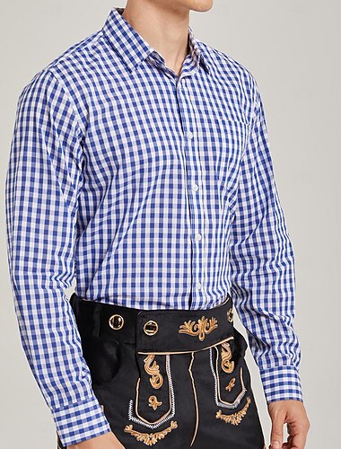  Oktoberfest Bluse / Skjorte lederhosen Oktoberfest / øl bayerske bayerske Wiesn Tradisjonell stil Enger Herre Tradisjonell stil klut