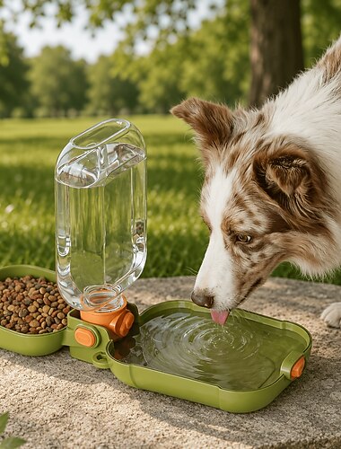  Borraccia portatile per cani, dispenser d'acqua a prova di perdite per cuccioli con ciotola, borraccia da viaggio per animali domestici in plastica per alimenti, adatta a cani e cuccioli durante