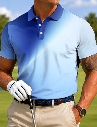  Per uomo Geometrico Golf Polo Sportivi Manica Corta Magliette polo Bavero Casual Affari Athleisure Stampa 3D Bottoni Estate Primavera Blu Viola Verde