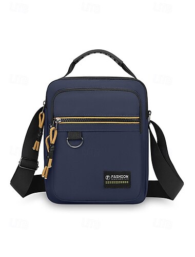  Borsa a tracolla da uomo, leggera, in poliestere, con molteplici tasche, ideale per viaggi, spostamenti quotidiani, passeggiate, shopping, vacanze, attività all'aperto, lavoro e tempo libero,