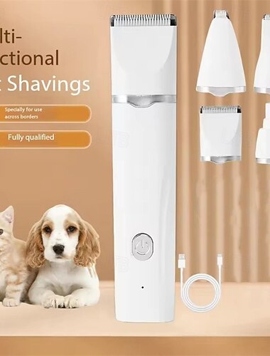  4-in-1 stille elektrische tondeuse voor huisdieren &Porseleinen mesjes voor het vijlen van haar/nagels van katten &verzorging van kleine honden