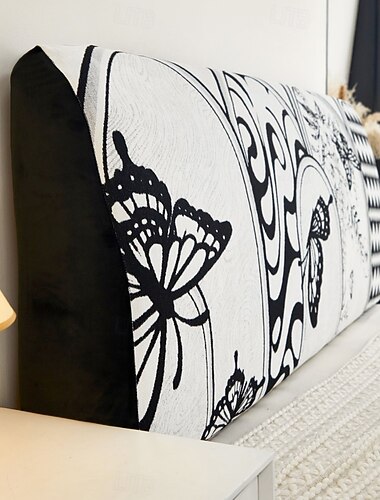  Yksiosainen paksunnettu chenille-raidallinen sängynpäädyn päällinen, universaali joustava sängynpäädyn päällinen, tahrankestävä