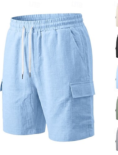  Homme Shorts Shorts d'été Shorts de plage Cordon de serrage Taille Élastique Poches multiples Couleur Unie Uni Confort Respirant Court Occasionnel Quotidien Extérieur Vacances Mode Noir Vert Véronèse