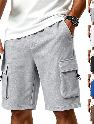  Pánské Šortky s kapsami Tepláky Kraťasy Letní šortky Neformální šortky Šňůrky Elastický pas Multi kapsa Bez vzoru Pohodlné Délka kolen Venkovní Streetwear Denní nošení Módní Šik ven Bílá Černá Lehce