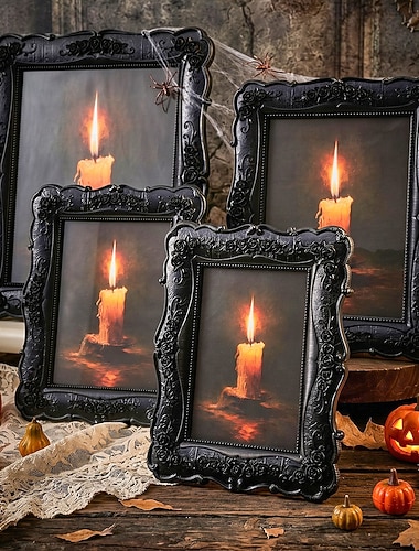  1 stk., halloween-dekor gotisk stil, svart gravert rose dekorativ fotoramme, harpiksmateriale, egnet for soverom, arbeidsrom, entré, studio skrivebordsramme