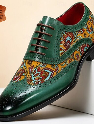  Hochwertige Herren-Oxfordschuhe aus echtem Leder mit Paisleymuster, luxuriöse Schnürschuhe für formelle Anlässe wie Hochzeiten, Partys, Bankette und besondere Gelegenheiten