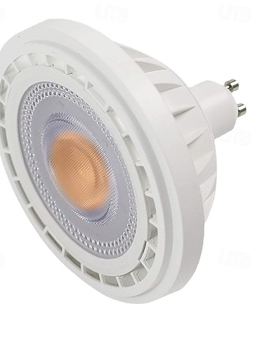  Lâmpada refletora AR111, COB, ângulo de feixe de 24 graus, 12 watts (equivalente a 100 watts), 950 lúmens, base de rosca G53/GU10, 12 volts, não dimerizável, 1 unidade.