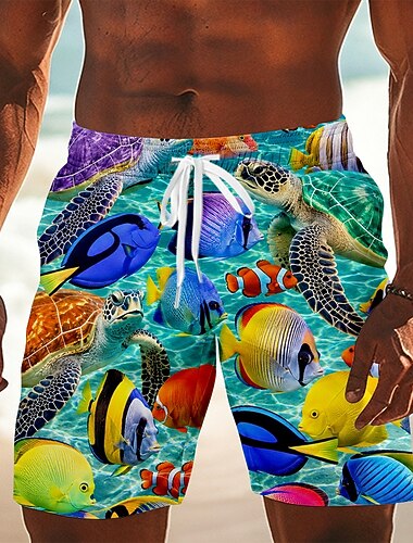  Voor heren dier Vissen Lange zwembroeken Badpakken Zwembroeken Boardshorts Medium Taille Hawaii Dagelijks Strandvakantie Zijzakken Mesh voering Elastische tailleband met trekkoord Ontwerper Kleding