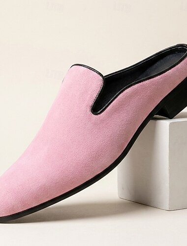  Rosa sammetsloafers för män – moderiktiga slip-on-skor, eleganta skor med uttalande för bröllop, bal, fester och speciella tillfällen