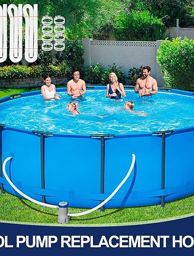  4 Sets Ersatzschläuche für Poolfilterpumpen mit Edelstahlklemmen, 1,25 Zoll Durchmesser, 59 Zoll lang, Zubehörschlauch für Aufstellpools, kompatibel mit Intex &Bestway Pumpen mit einer Leistung von