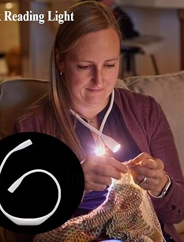  Lampe de lecture de cou rechargeable mains libres pour lire au lit, lampe LED flexible à serrer autour du cou pour le tricot, le crochet, le camping, lampe de lecture multi-modes pour protéger les