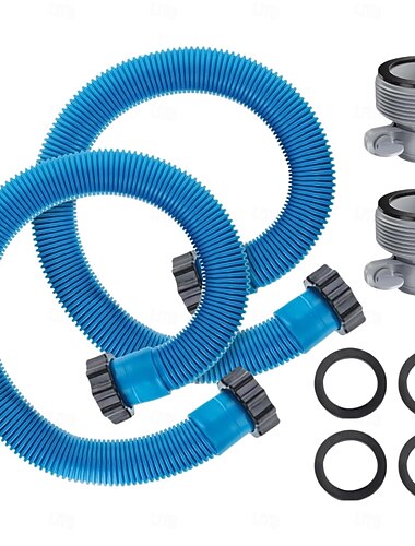  2er-Pack Ersatzschlauch für Aufstellpools, 1,5-Zoll-Filterpumpenschlauch mit Adaptern &Dichtungen, robustes, flexibles Zubehörset für Intex Bestway Filterpumpen, blau