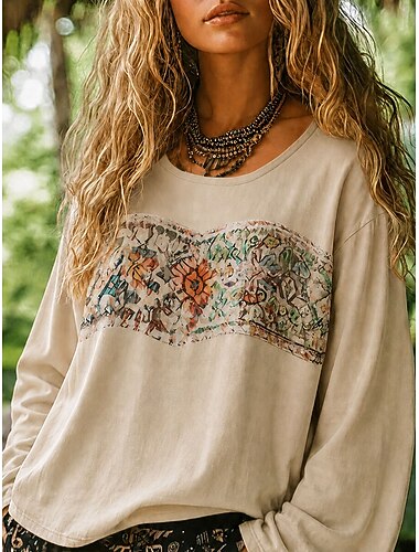  Damen Hemd Hemden in Leinenoptik Boho-Hemd Bluse Bestickt Blumen Lässig Boho Langarm V Ausschnitt Normale Oberteile Täglich Ferien Schwarz Fuchsie Orange Aprikose Grau Sommer