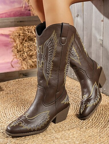  occidental Años 70 Salvaje Oeste Botas Hippie Bordado Disfraz Mujer Víspera de Todos los Santos Carnaval Festival de Música Casual Diario Adulto Zapatos