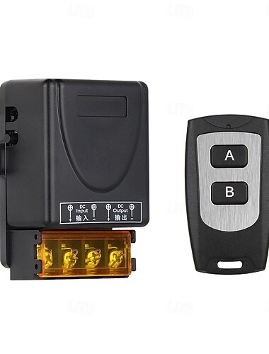  Interruptor de controle remoto sem fio DC 12V 24V 36V 48V, receptor de relé de alta potência com transmissor RF de 2 botões para luzes LED, bombas d'água, motores, abridores de portão, equipamentos