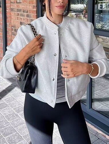  Mulheres Cor Sólida Casaco com capuz Suéter casual com capuz Primavera Outono Bolsos Botões Manga Longa A Prova de Vento Quente Da Moda Equitação Corrida Viagem Férias Cinzento Escuro Cáqui Preto