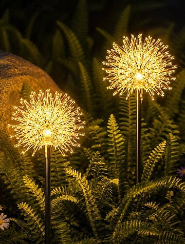  2pcs esterno solare a forma di dente di leone prato luce ip65 lampada da giardino impermeabile per natale patio festa di nozze vacanza cortile pista decorazione lingting