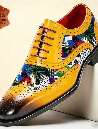  Mehrfarbige, kunstvoll gestaltete Oxford-Herrenschuhe, hochwertige Lederschuhe für formelle Anlässe, luxuriöse Statement-Schuhe für Hochzeiten, Bankette und besondere Anlässe