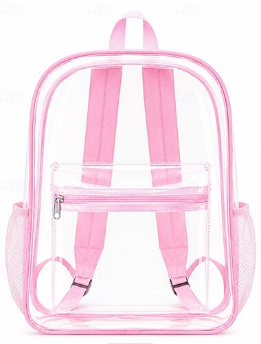  Zaino rosa trasparente resistente per ragazze - borsa scolastica trasparente approvata per lo stadio, ideale per studenti, lavoro e viaggi - borsa in PVC resistente