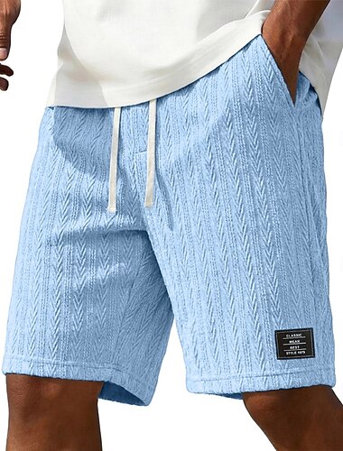 Herre Shorts Casual shorts Teksturerte shorts Jacquard عادي Komfort Pustende Over Knæet Avslappet utendørs Strand Ferie Mote Hvit Svart Mikroelastisk