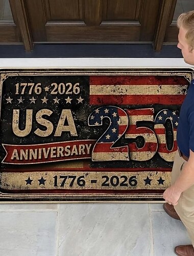  Zerbino per il 250° anniversario degli Stati Uniti (1776-2026), 80x50 cm, zerbino patriottico per il 250° anniversario dell'America, zerbino per il quindicesimo anniversario, tappeto decorativo con
