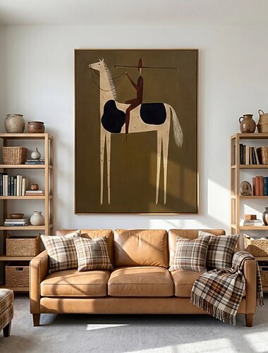  Pintura al óleo original hecha a mano de un vaquero occidental montando a caballo. Pintura al óleo abstracta de un hombre sin rostro para la pared. Arte mural surrealista moderno. Arte mural abstracto