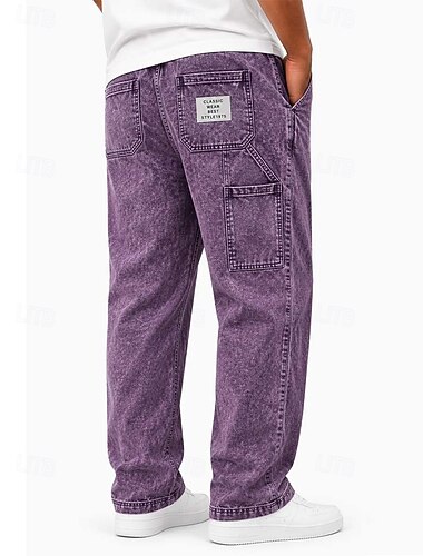  Homme Pantalons Pantalons de Travail Pantalon décontracté Pantalons en denim Pantalon délavé à l'acide Avec Poches Taille Élastique Jambe Droite Uni Confort Longueur complète Occasionnel Quotidien