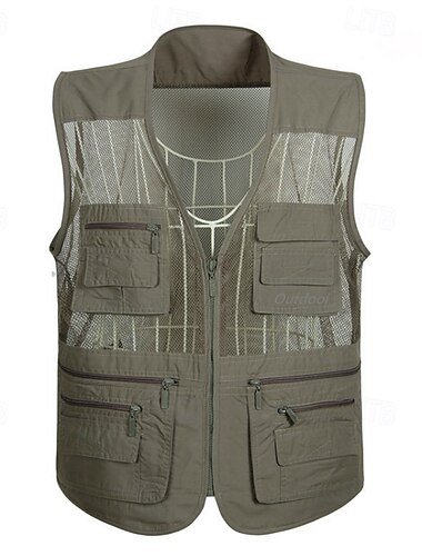  Hombre Chaleco de pesca Chaleco para senderismo Chaleco multifuncional Verano Primavera Al aire libre Secado rápido Multi bolsillo Resistencia al desgaste Transpirable Chaleco Trabajo Caza Pesca