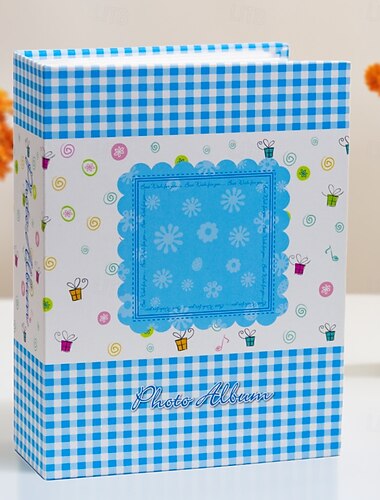 6-Zoll-Fotoalbum mit 200 Taschen, farbenfrohem Karocover, großes Fotoalbum zur Aufbewahrung von Familienerinnerungen, Kinderfotos, Reisebildern und Babyfotos, niedliches Album im Scrapbook-Stil