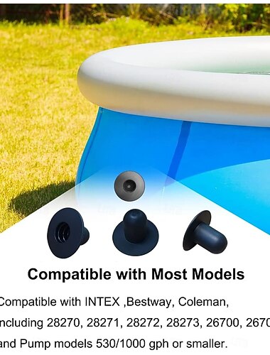  Zatyczki do ścian basenów naziemnych Intex Bestway Coleman, zatyczka otworu filtra do pompy filtrującej 530/1000 GPH, kompatybilne z 28270, 28271, 28272, 26700, 26702, opakowanie 4 szt.