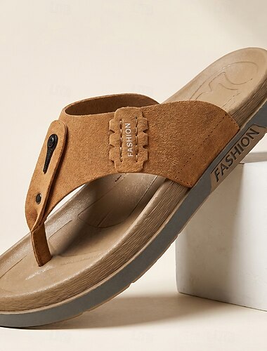  Sandali infradito da uomo marroni, scarpe estive leggere a punta aperta, comodi sandali casual per la spiaggia, il resort e l'uso quotidiano.