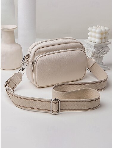  női műbőr crossbody táska állítható széles pánttal, többszínű válltáska, könnyű mindennapi fényképezőgép táska utazáshoz, hétköznapokhoz, munkába, vásárláshoz