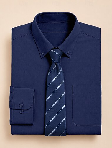  Herr Skjorta Button Down skjorta Oxford skjorta Färgblock Dagligen Företag Blå Vit Marinblå Grå Långärmad Nedvikt Alla årstider Kläder Lappverk