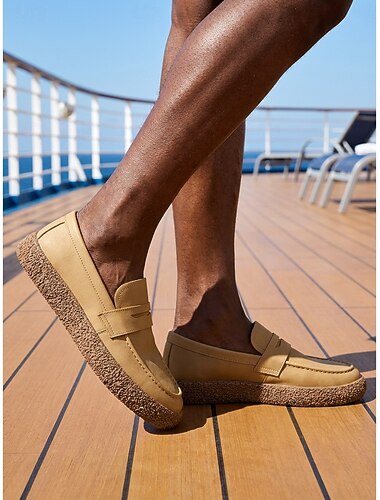  mocassini da uomo beige – scarpe da resort leggere e traspiranti, ideali per crociere, vacanze al mare, viaggi e tempo libero estivo.