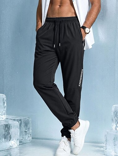  Herr Joggare Långbyxor Casual byxor Snabbtorkande byxor Kylbyxor Ficka med blixtlås Elastiskt ärmuppslag Slät Lättvikt Andningsfunktion Fullängd Ledigt Dagligen Utomhus Mode Streetwear Blå Svart