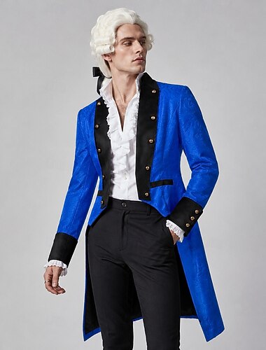  Retro Vintage Mittelalterlich Renaissance Mantel langarm Gentleman Edelmann Jacquard Kostüm Herren Halloween Karneval Leistung Renaissance-Messe LARP Erwachsene Mantel