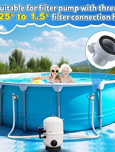  Poolslangadapter b, ersättningsslangkonverteringsadapter för Intex ovanmarkspump för pool, omvandlar 1,25" klämslangar till 1,5" gängade slangar, med gummipackningar, grå