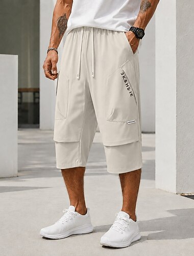 Per uomo Pantaloncini cargo leggeri Vita comoda Carico tattico Pantaloncini cargo Pantaloncini casual Tasca Asciugatura Rapida Semplice Tinta unita Comodità Lunghezza al ginocchio Casuale All'aperto