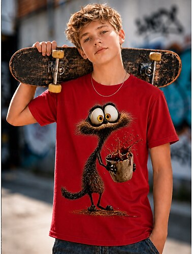  Garçons 3D Graphique Animal T-shirt 3D Manche Courte Impression 3D Été Printemps Exagéré Designer Enfants 4-12 ans Occasionnel Soirée Coupe régulière