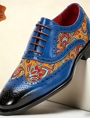  Hochwertige Herren-Oxfordschuhe aus echtem Leder mit Paisleymuster, luxuriöse Schnürschuhe für formelle Anlässe wie Hochzeiten, Bankette, Partys und besondere Gelegenheiten