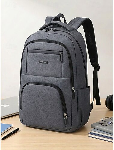  Herenrugzak, grote waterdichte polyester schooltas met meerdere compartimenten en bagageriem, laptoprugzak voor op reis, geschikt voor universiteit, middelbare school, campus en woon-werkverkeer.