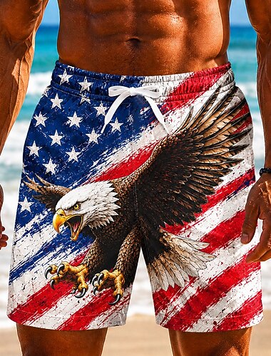  Heren 250e Jubileum Patriottische Amerikaanse Vlag 1776 2026 Zwembroek Met Koord Zijzakken Zomer Strandkleding