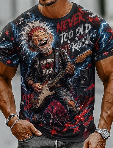  Herr Gammal man T-shirt Kortärmad T-shirt 3D-tryck Rund hals Skjorta Rolig Ledigt Dagligen Gata Blå Svart Gul Sommar Vår Kläder S M L XL 2XL 3XL