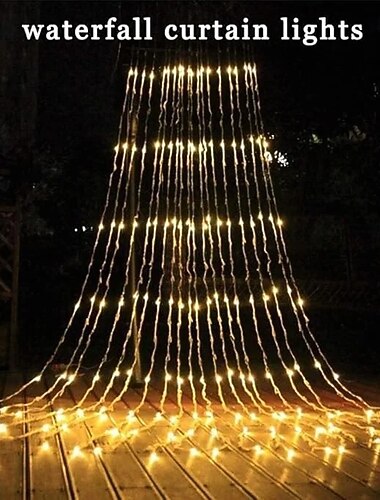  3x3 m Lichterkette mit 320 LEDs und 8 Leuchtmodi, Niedervolt-Stecker, wasserdichte Eiszapfenlichter für drinnen und draußen, ideal für Weihnachten, Halloween, Hochzeiten und Partys.
