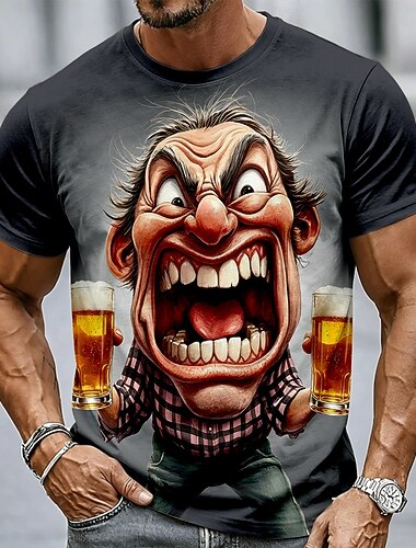  Męskie Ombre Starzec Podkoszulek Krótki rękaw Podkoszulek Druk 3D Półgolf Koszula Zabawny Codzienny Ulica Niebieski Brązowy Zielony Lato Wiosna Odzież S M L XL 2XL 3XL