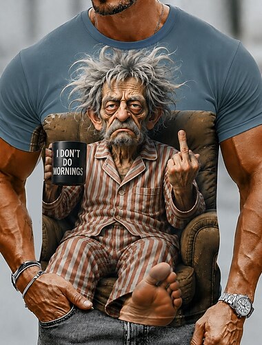  Herr Gammal man T-shirt Kortärmad T-shirt 3D-tryck Rund hals Skjorta Rolig Ledigt Dagligen Gata Blå Mörkblå Sommar Vår Kläder S M L XL 2XL 3XL