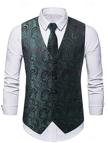  Jaren 1920 Retro vintage Gatsby Hesje Stropdas Mouwloos The Great Gatsby Charleston Jacquard Paisley Kostuum Voor heren Cocktailparty Opwekking Ves Stropdas